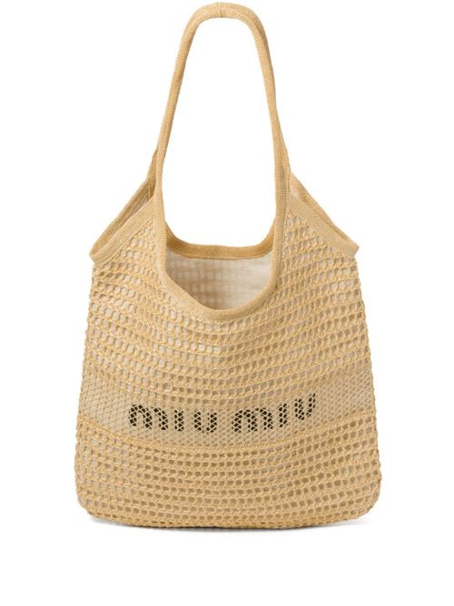 Ecru logo print bag Miu Miu | 5BG231V-OZO2DO5F0018